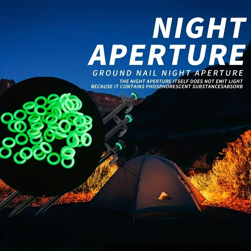 50 pieces of green camping nails - multifunctional tent accessories for easy setup and visibility