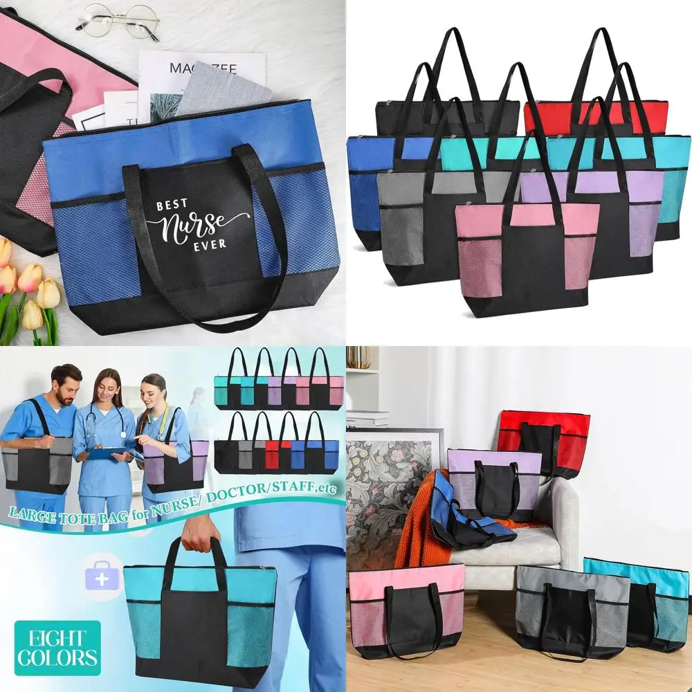 

Nurse Appreciation Tote Bags with Pocket - Bulk Gift Bags for Emergency Nurses, Teachers, and Coworkers