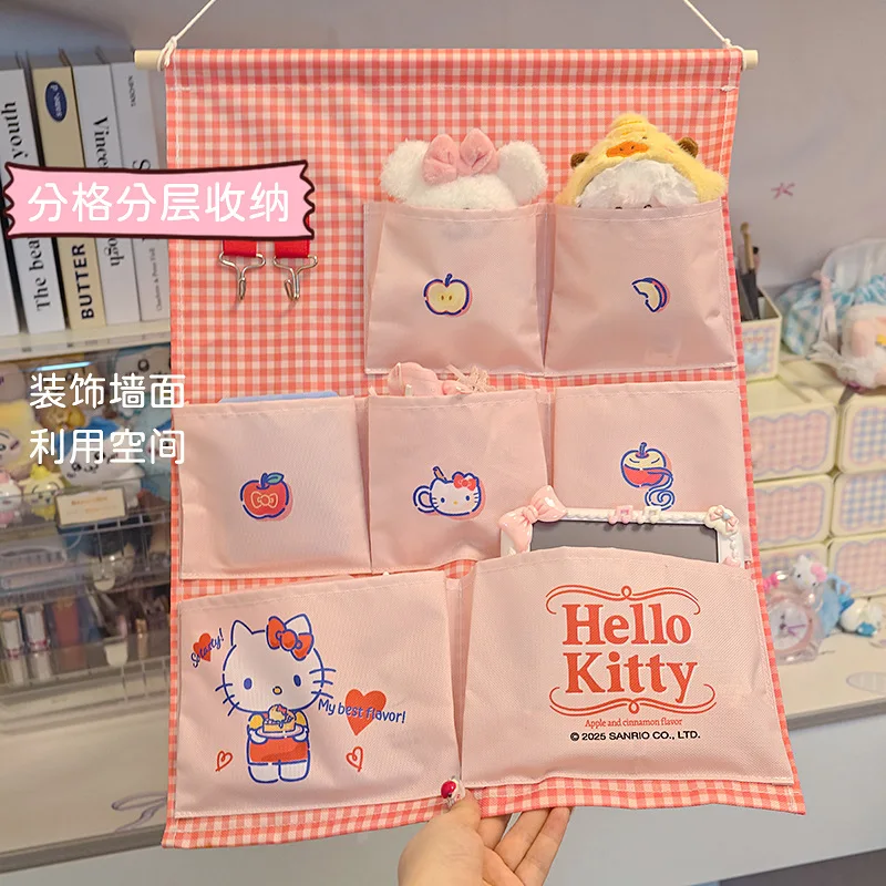 Sanrio Hello Kitty Storage Hanging Bag Dormitory Bedroom Living Room Cartoon Cute Multi Category Door Hanging Storage Bag