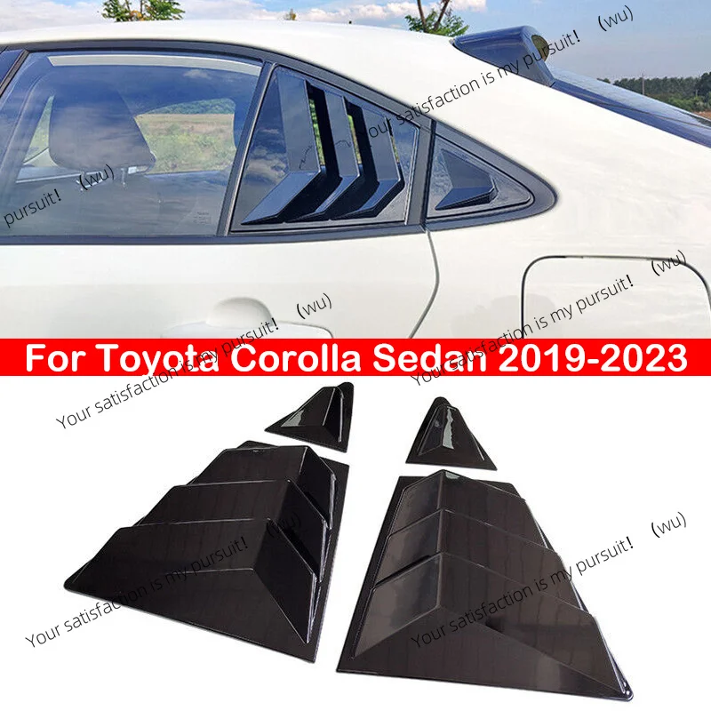 For Toyota Corolla Sedan 2019-2023 Car Rear Louver Window Side Shutter Cover Trim Sticker Vent Scoop Carbon Fiber Style Black