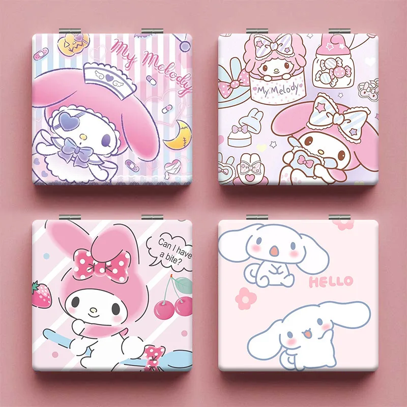 

Kawaii Y2K New Sanrio My Melody Cinnamoroll Cute Print Mirror Girl Cartoon Makeup Mirror Portable Foldable Mirror Holiday Gift