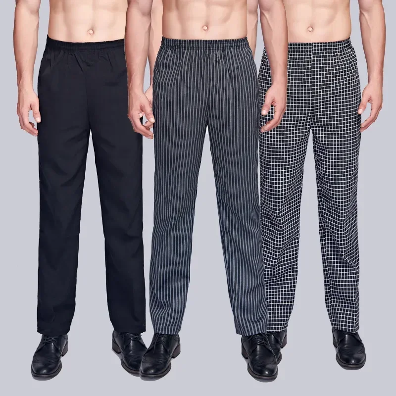 Unisex Chef Pants Cook Chef Bakery Pants with Elastic Waist Hotel Restaurant Kitchen Chef Work Long Pants Uniform ZL384