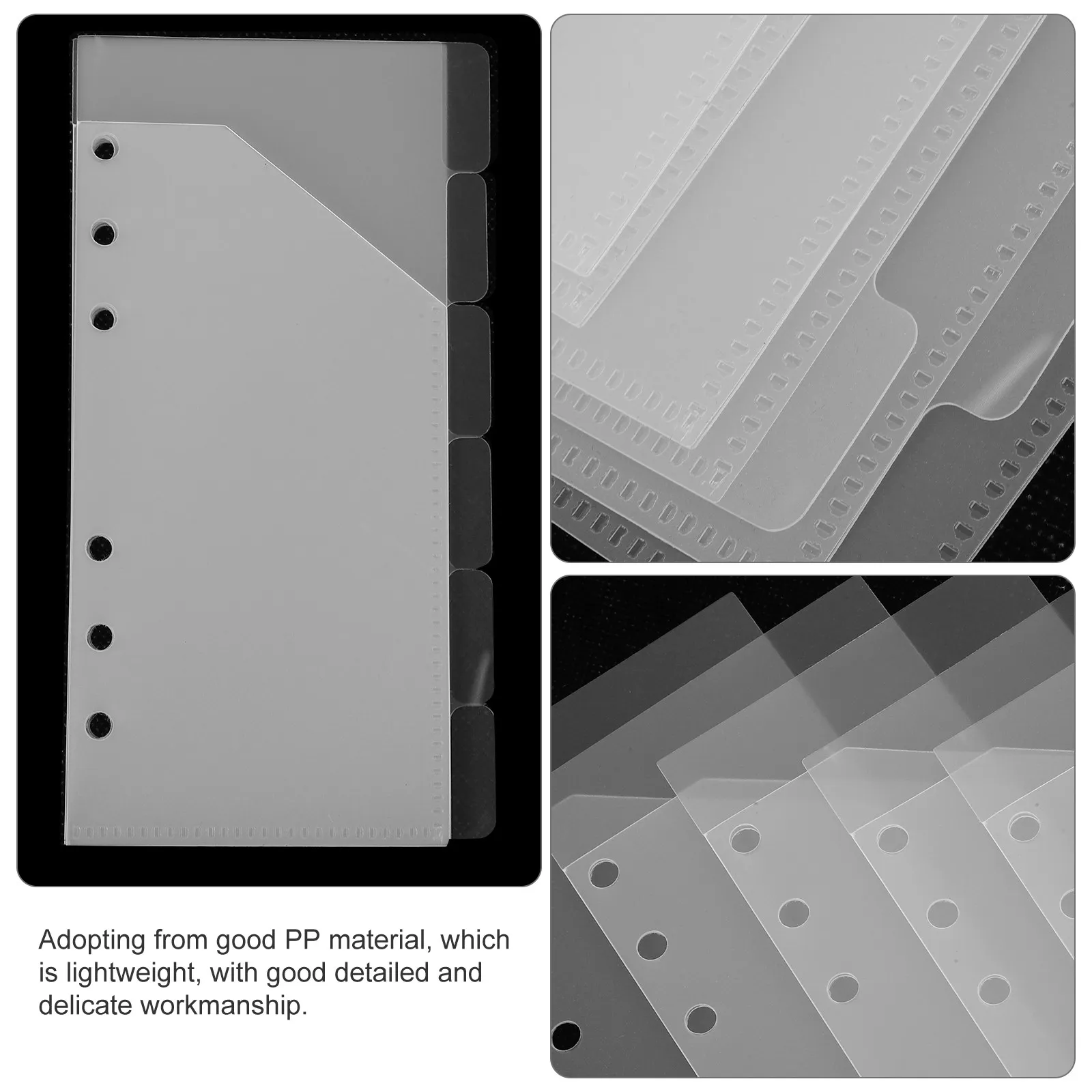

1Set Pocket Binder 6-Holes Plastic Binder Pockets for Loose Leaf Papers Money Bags Document Filing Pouches Thick Sturdy Office