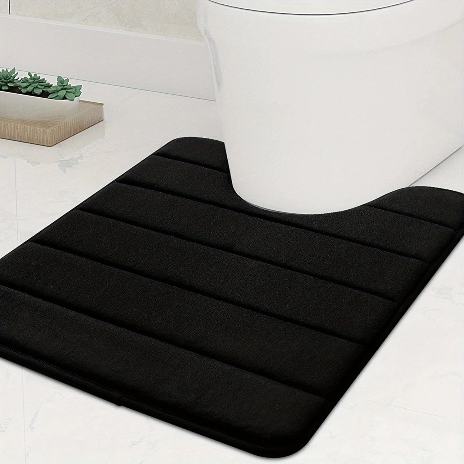 

U-shaped Toilet Mat Bathroom Mat Non Slip Rug Bathroom Carpet Soft Memory Foam Bath Mat Anti-skid Super Absorbent Toilet Footpad