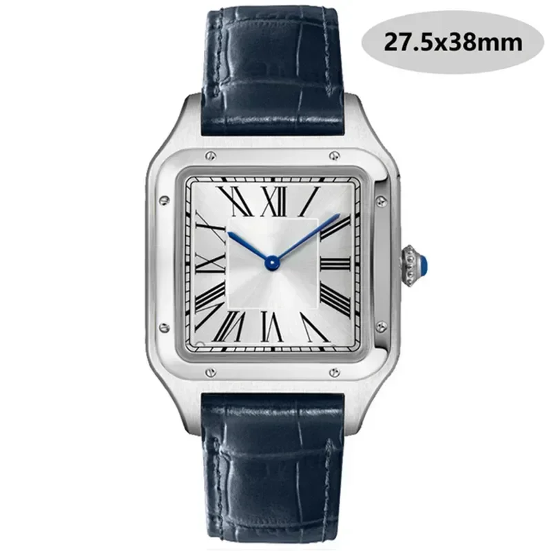 Montre à quartz de luxe pour hommes et femmes, montre-bracelet carrée en cuir, or, saphir blanc, amoureux, haute qualité, mode