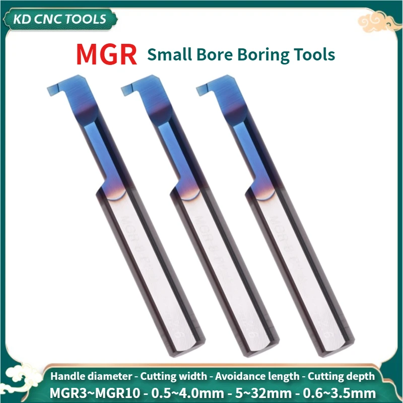 

KD CNC MGR small bore boring tools Blue nano coating Tungsten Steel Carbide CNC Machine Seismic Inner Hook Groove Boring Tools