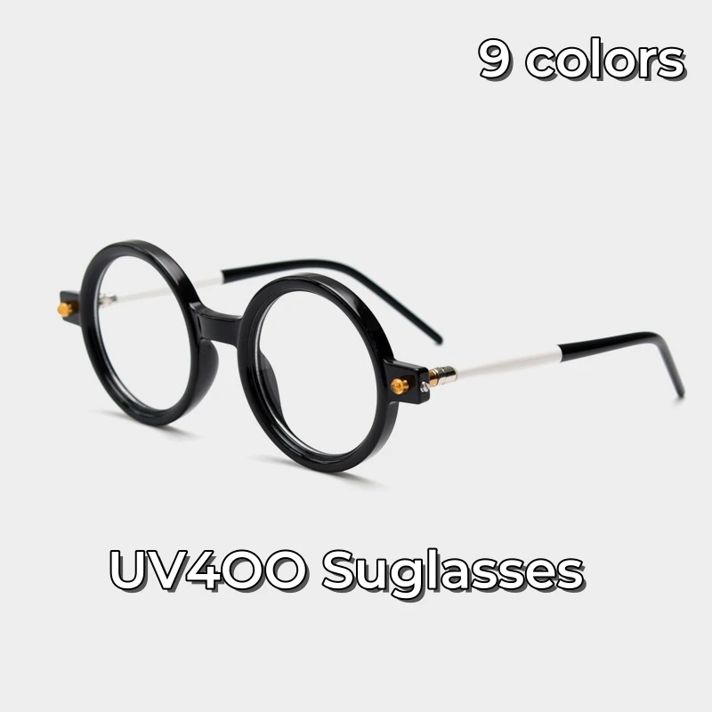 Modern Fashionable Sunglasses Retro Art Ins Thick Frame Round Frame Sunglasses Sun Protection Anti Blue Light Trendy Sunglasses