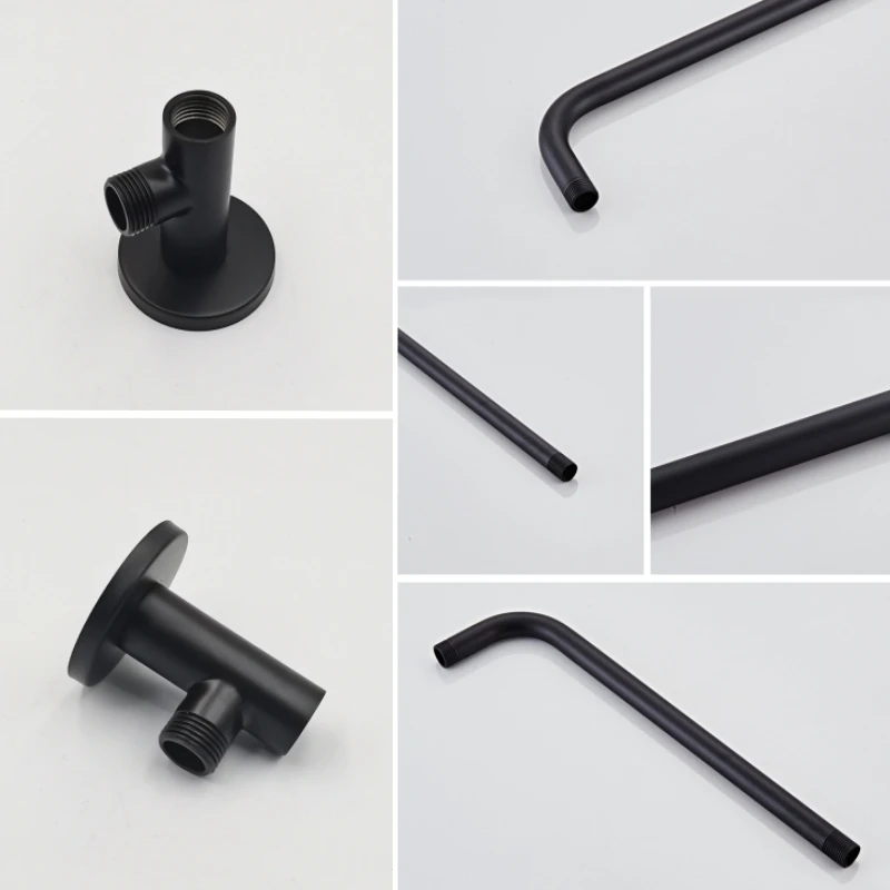 38/48cm Shower Head Extension Arm Wall Mounted Stainless Steel Rainfall Extend Pipe Tube Shower Holder Base Bathroom Accessories