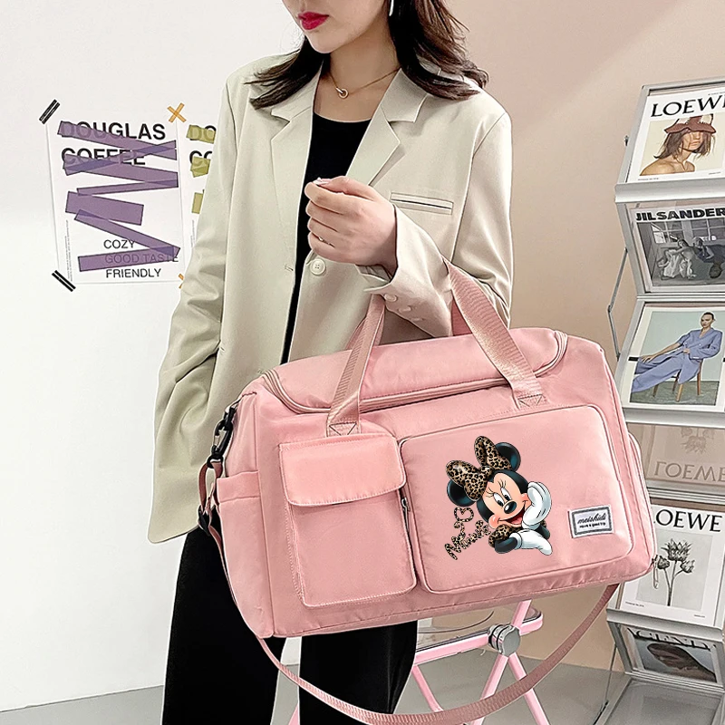 Mickey Minnie Mouse Women Travel Bag Kawaii Cartoon Men Waterproof Gym Sport Bag Fitness Handbag for Men Storage Bag Shoulderbag