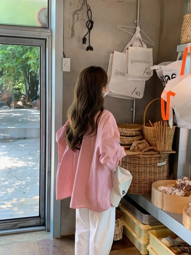 

Loose Long Sve Collar irt Women's Everore Lazy Sle Simple Match Loose Fit Casual Faion Summer Top