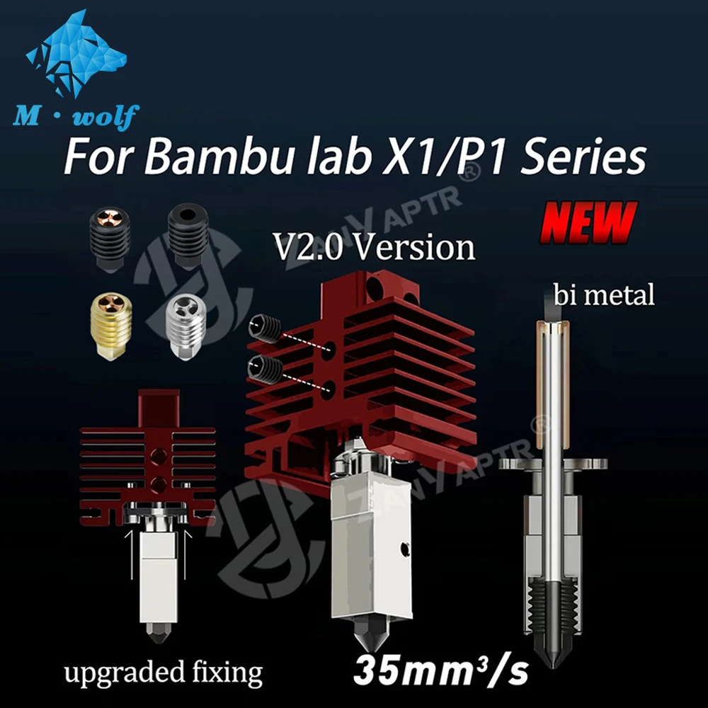 

Voron2.0 обновление для Bambu Lab Hotend Bambulab, насадка ххх1 X1C P1P Hotend Red Bambu Labs P1S Hotend High Flow Bi Metal