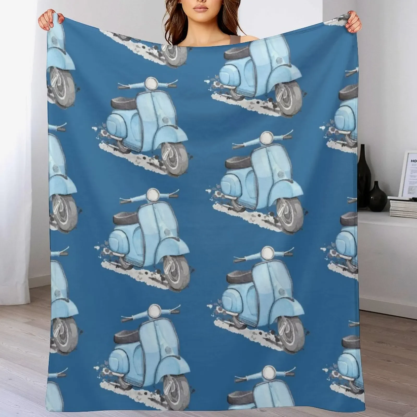 

Blue Classic Vintage European style scooter Throw Blanket christmas gifts For Baby manga blankets and throws Blankets