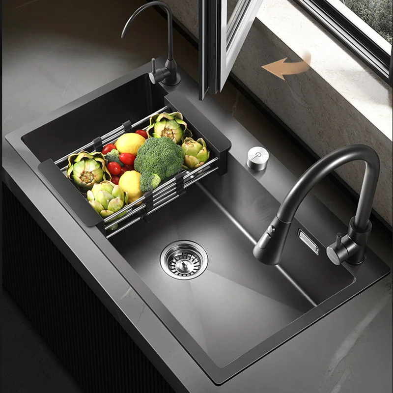 Stainless Steel Kitchen Sinks Thickened Nano Wash Basin Under counter Basin luxury Black Wash Basin Single Kitchen Accessories