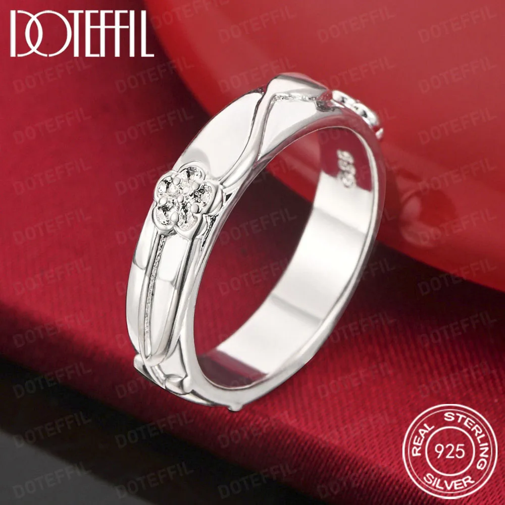925 Sterling Silver Carving Flower Rose Ring For Women Wedding Engagement Jewelry Party Gift view 2