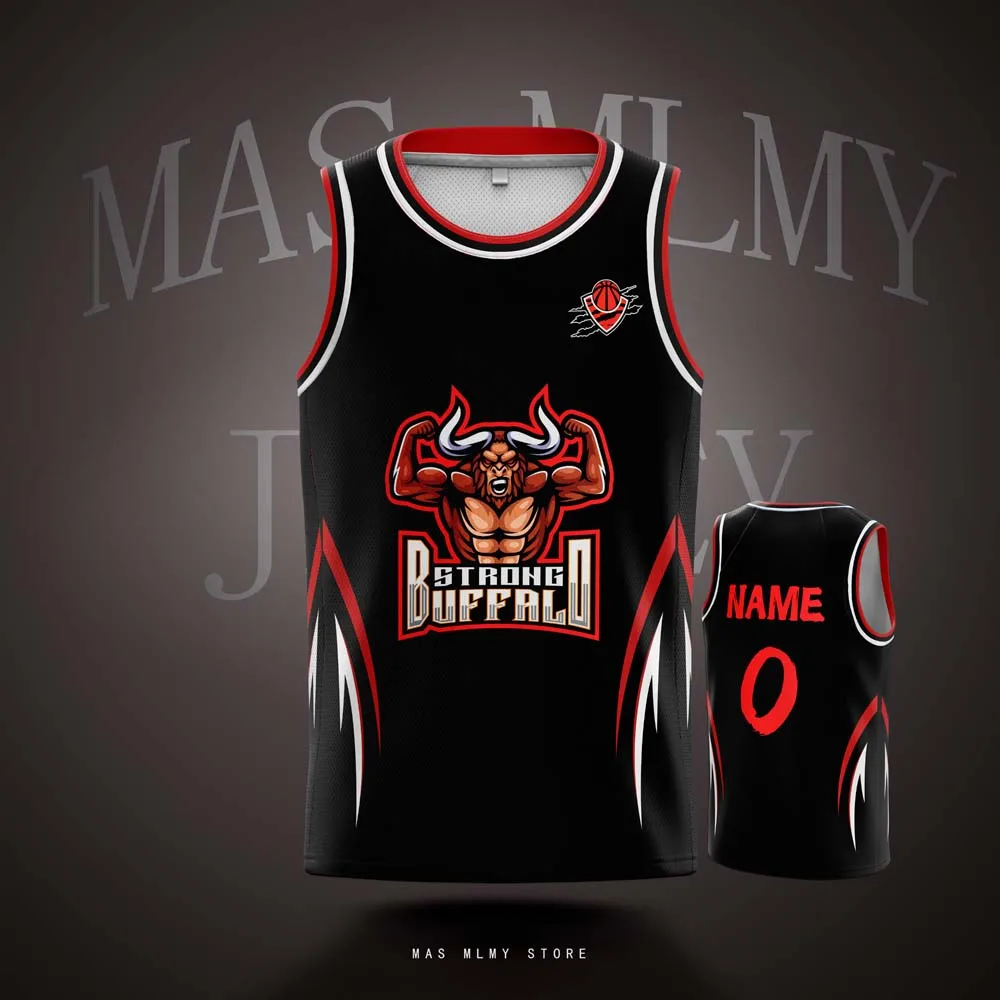 

Team Custom Strong Buffalo Basketball Jerseys - Digital Print Personalized Name Number Mesh Sports Shirts for Kids Youth Adults