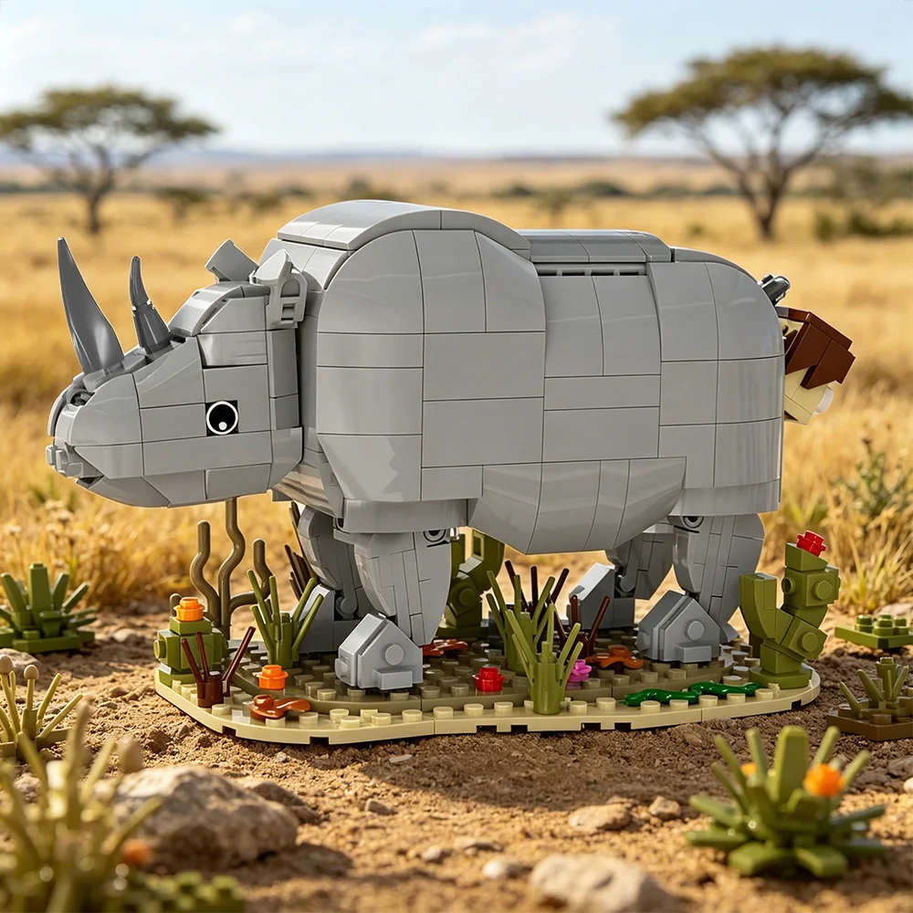 MOC Ace Ventura Pet Detective Building Blocks Kit 527PCS Mechanical Rhino Birth Scene Bricks Toy Adult Gift For Family Friend