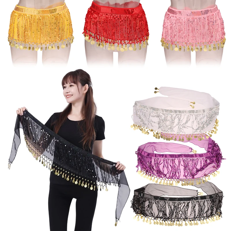Chaîne de taille de danse du ventre, style Boho, ceinture à pampilles à paillettes, écharpe de hanche de danse indienne, Costumes de spectacle de danse Jazz avec paillettes pendantes