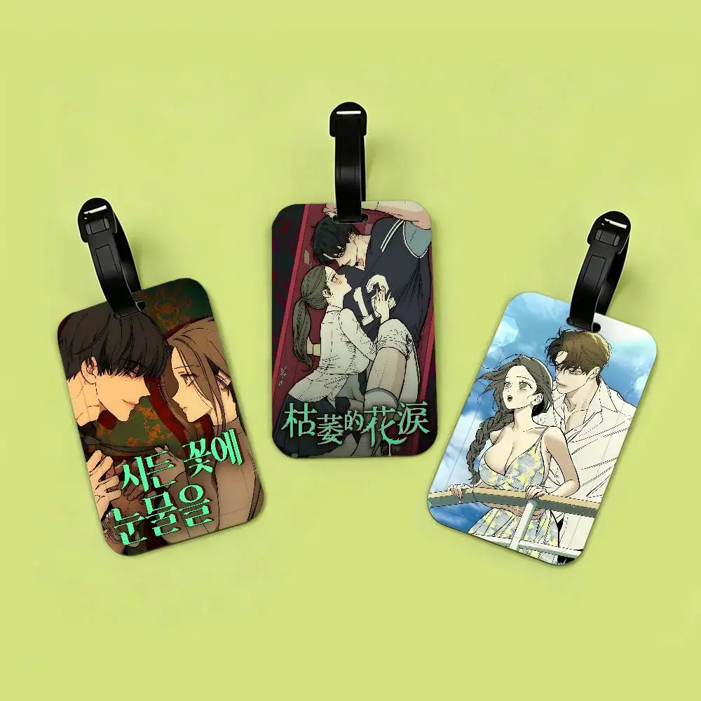 T-Tears-On-A-Withered-Flower Melancholic-Art PVC Baggage Identification Tag Anti lost Information Card Travel Suitcase Tag