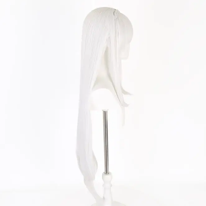 Anime 95cm Long Silver Purple Emilia Heat Resistant Hair Cosplay Costume Wig