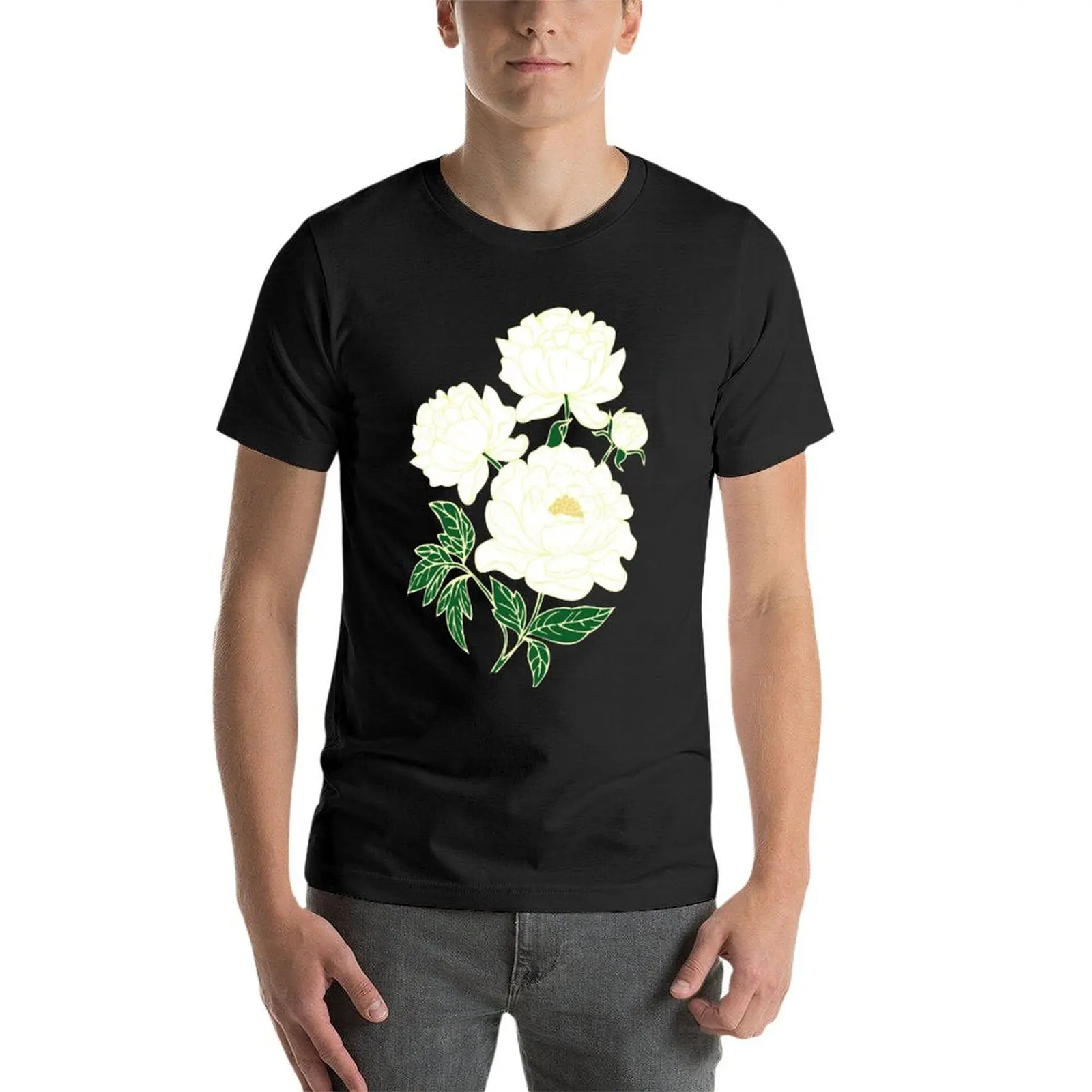 T-shirt peonie bianche moda coreana ragazzi bianchi confezione di magliette da uomo