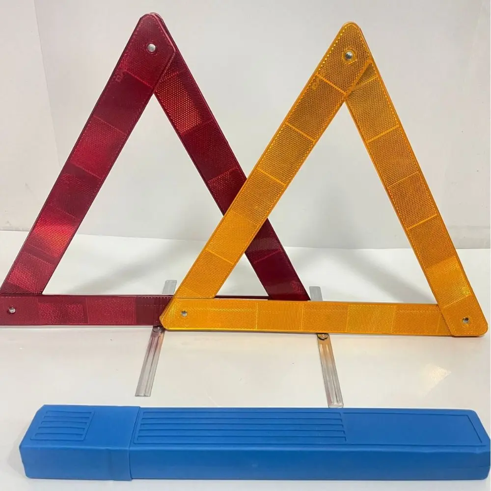 Picture 6: Reflective Emergency Warning Triangle Metal Bracket Folded Stop Sign Road Safety Device 2Pcs Set Foldable Safety Hazard Warning