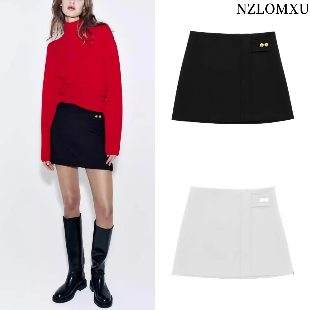 

2025 Spring Autumn Women Classic Solid Single Button Elegant High Waist A-line Shorts Y2K Women Clothing