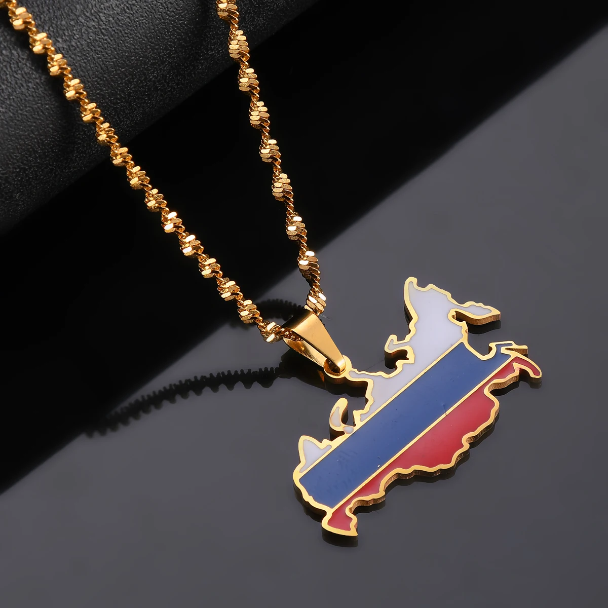 Russia Map Flag Pendant Necklaces The Russian Federation Charm Jewelry Chain