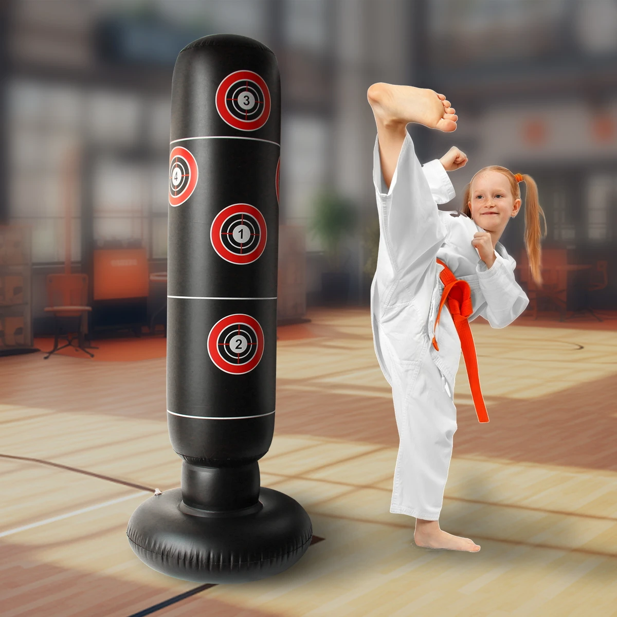 160cm Punching Bag for Adults and Kids, Inflatable Boxing Bag, Kids Punching Bag, for Practicing Karate, Gifts for Boys & Girls