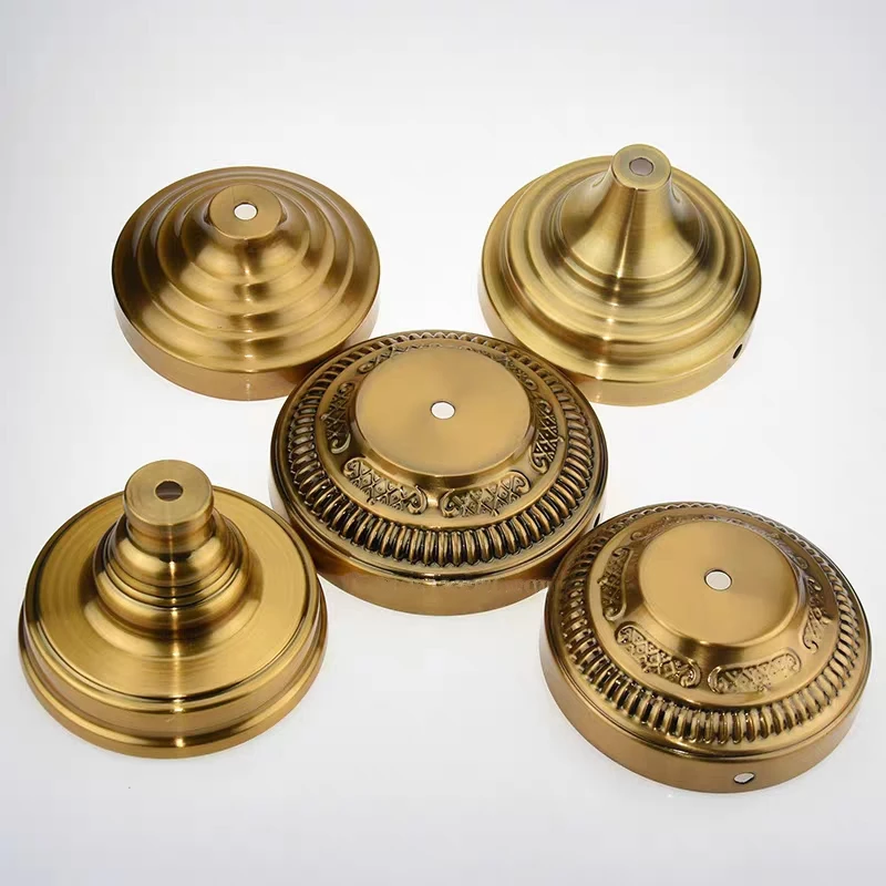 Vintage Brass-Finished Iron Lamp Parts: Base Plates, Trays for Ceramic/Crystal DIY Lighting