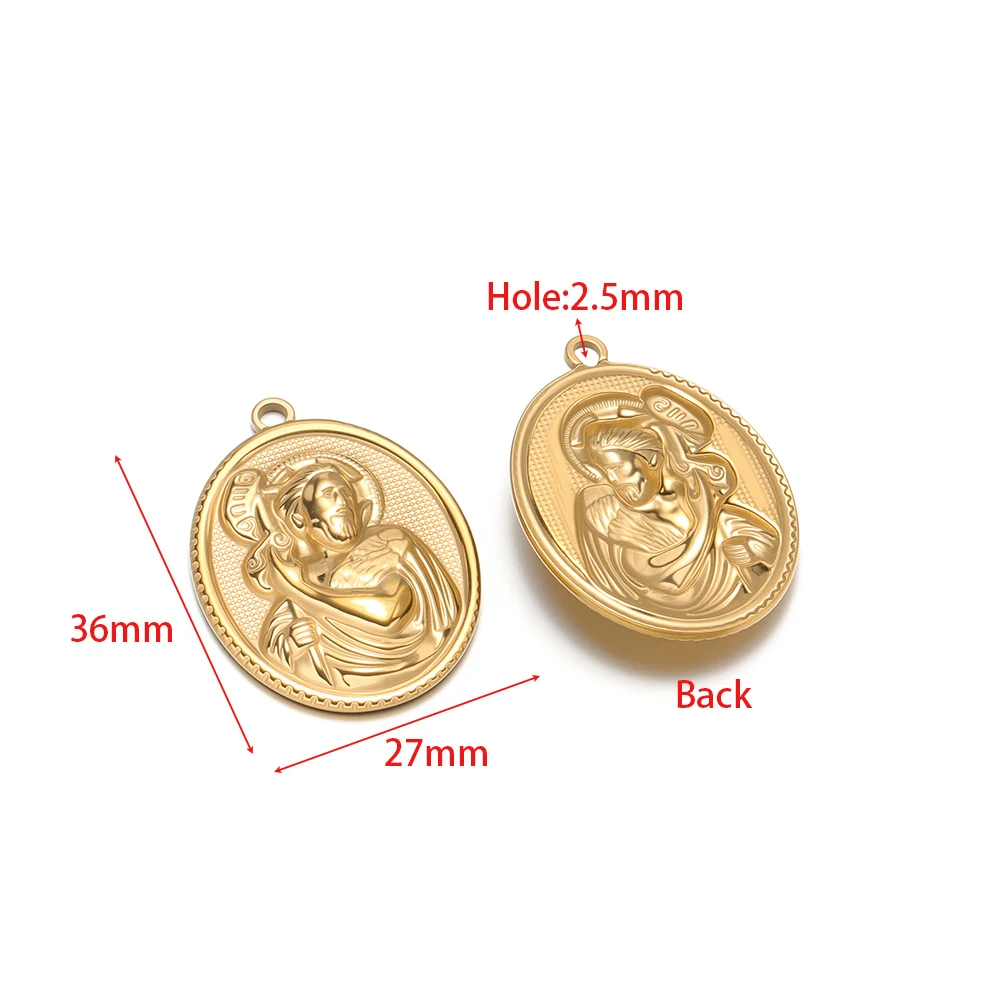 5 Stück ovale religiöse Anhänger aus Edelstahl mit Jesus-Motiv, DIY-Halskettenzubehör, Ohrringe, Armbänder, Schmuckzubehör für Partys – Detail 1