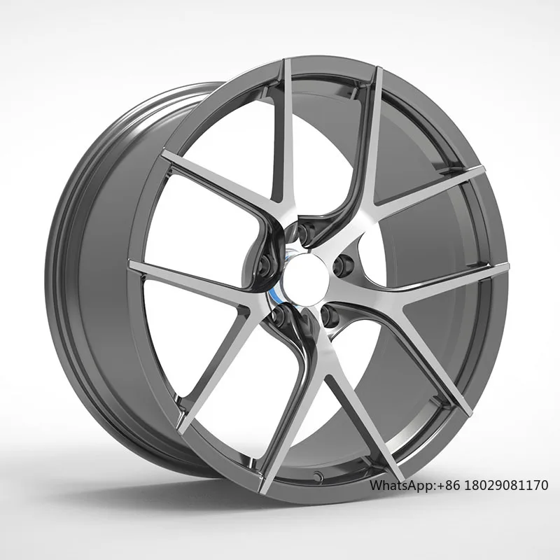 Hllwheels Gunmetal Machined Face Factory Price 24 Inch Car Wheel Rims PCD 5*120 1 Piece Forged Car Rim for bmw