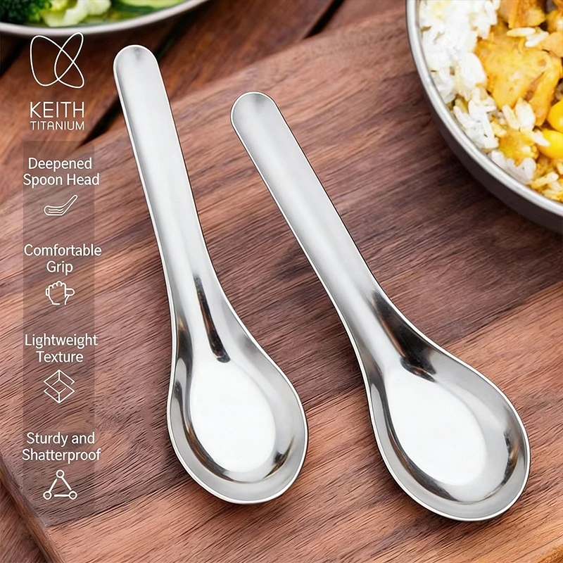 

Keith Lightweight Small Titanium Spoon Titanium Resuable Baby Cutlery for Home Outdoor Camping Travel Hiking Picnic Tableware