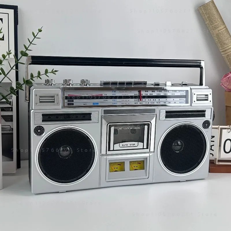 Retro Stereo Dual Speaker Radio Recorder Convenient Tape Machine Bluetooth U Disk TF Card