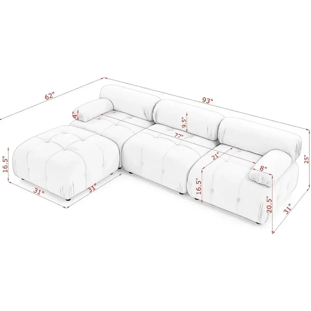 Modular Sectional Sofa, Button Tufted Designed Cloud Sofa DIY Combination,L Shaped Couch with Reversible Ottoman