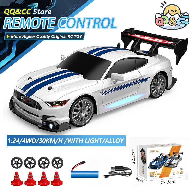 

30 км/ч RC Drifting Car 1/24 4WD Высокоскоростные светодиодные фонари Гироскоп 2,4 ГГц Пульт дистанционного управления с корпусом из ПВХ Электрические игрушки для мальчиков Детский подарок