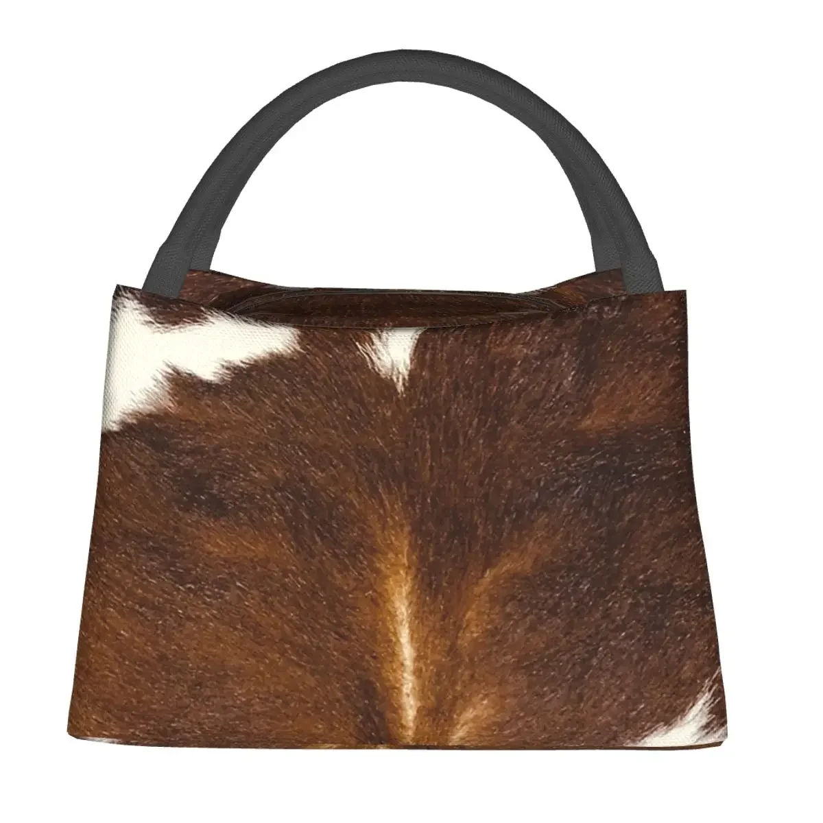 أنيق البقرة الفراء جلد البقر الملمس جلد البقر طباعة نمط أكياس الغداء بينتو صندوق مانعة للتسرب الغداء حمل أكياس نزهة برودة حقيبة حرارية