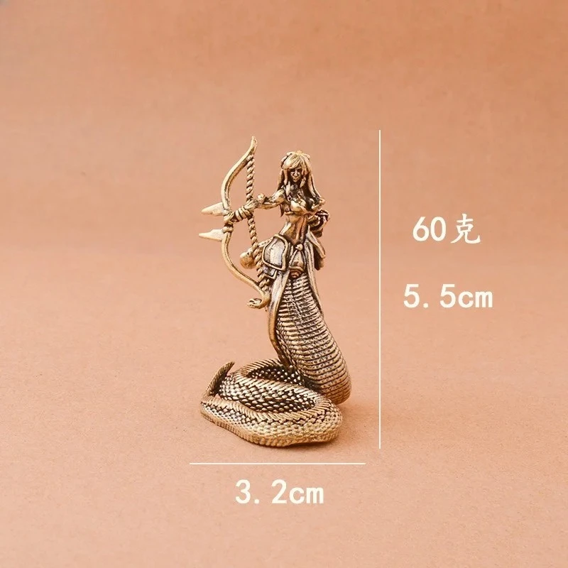 1pcs  Brass Medusa Ornaments Ancient Greek Snake Women's Crafts Home Office Desktop Tea Pet Ornament Decoration