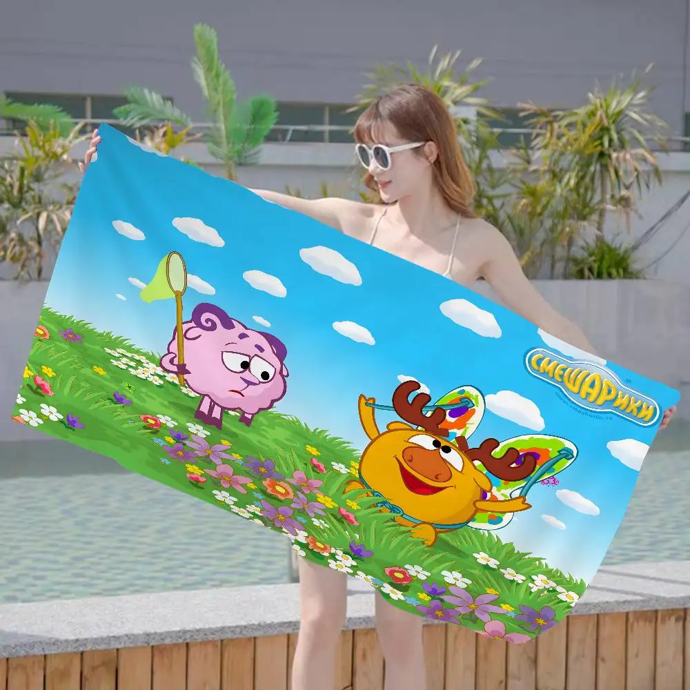 Popular S-Smeshariki Animation Microfiber Printed Beach Towel Mountain Climbing Yoga Beach Swimming Running Absorbent Soft Towel