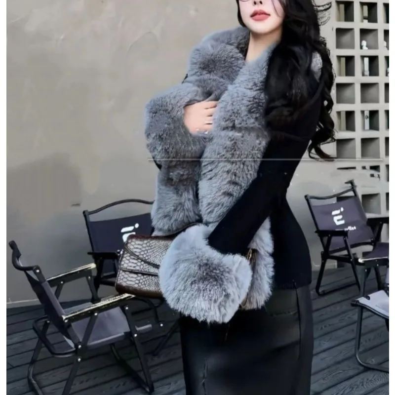 

Royal Sister, легкий темперамент, имитация лисьего волоса, вязаная куртка, женский зимний кардиган на шнуровке, свитер на талии