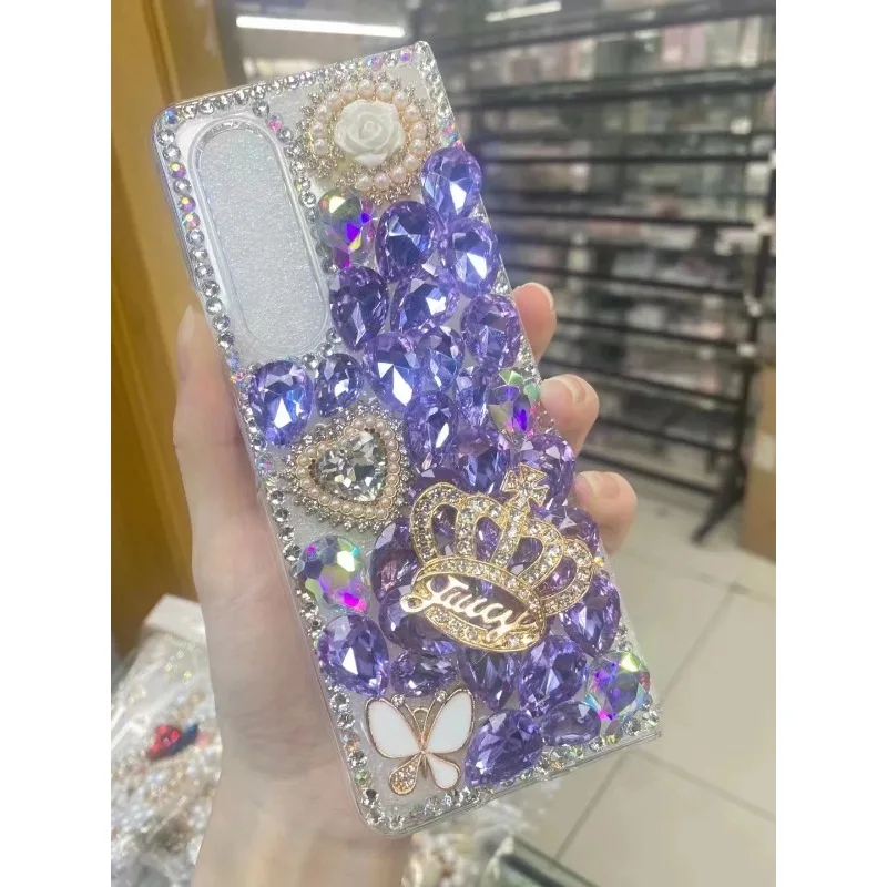 3D Handmade Mobile Phone Case for Samsung Z Fold 5, 4, 3, 2, Handmade Series, Sparkle Diamond, New