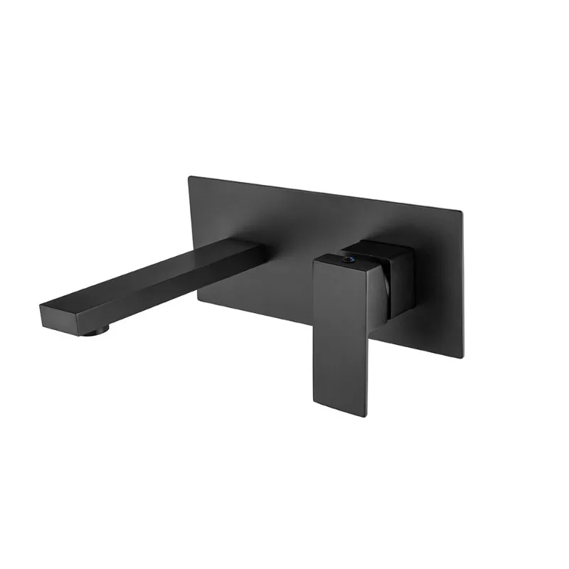 One-piece wall concealed all-copper square black splash-proof hot and cold water face wash table upper plate basin faucet