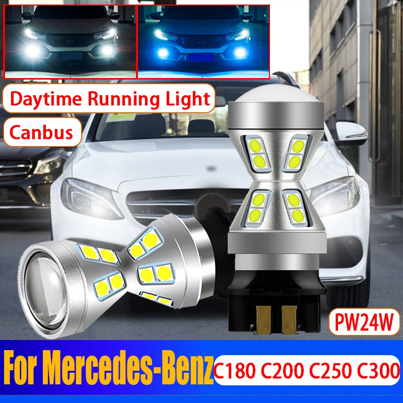 

2x Canbus Error Free PW24W LED Front Turn Signal Day Daytime Running Light Bulbs For Mercedes-Benz C180 C200 C250 C300 C350 C400