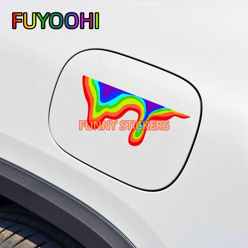 FUYOOHI Funny Stickers Liquid Rainbow Side Fluid Effect Creative Body Glass Trunk Decoration Electric Vinyl Car Decals