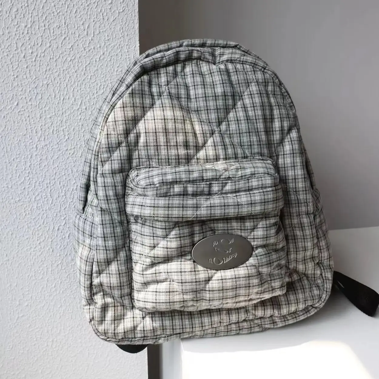 Backpack Vintage Fashion Plaid Office Lady High-Capacity Backpack Harajuku All-match