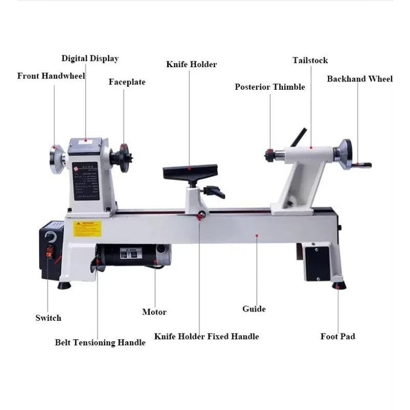 Mini Woodworking Lathe Machine with Infinitely Variable Speed for Wood Turning Milling DIY Home Use Small Woodworking Tool