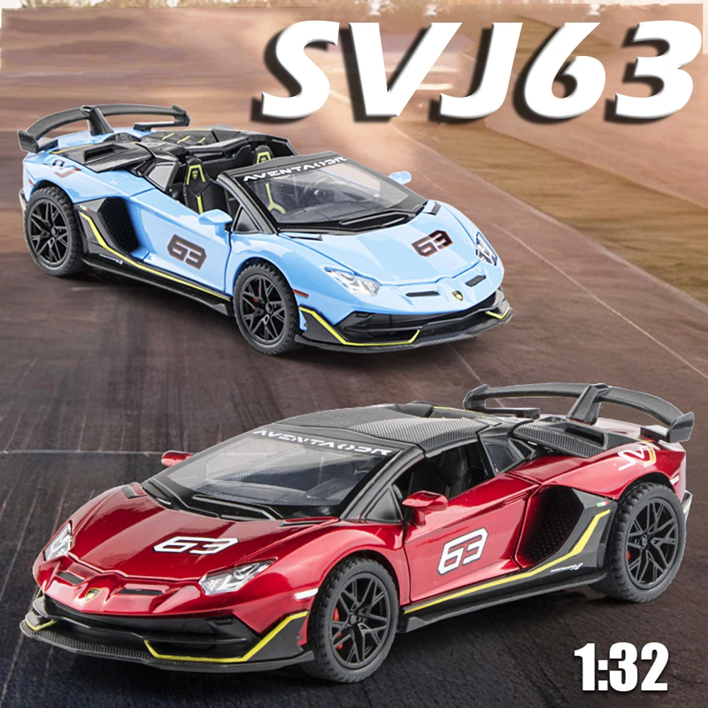 Escala 1:32 SVJ63 SIAN modelo de juguete coches deportivos en miniatura aleación Diecast sonido luz puertas abiertas tirar hacia atrás regalos de cumpleaños para niños