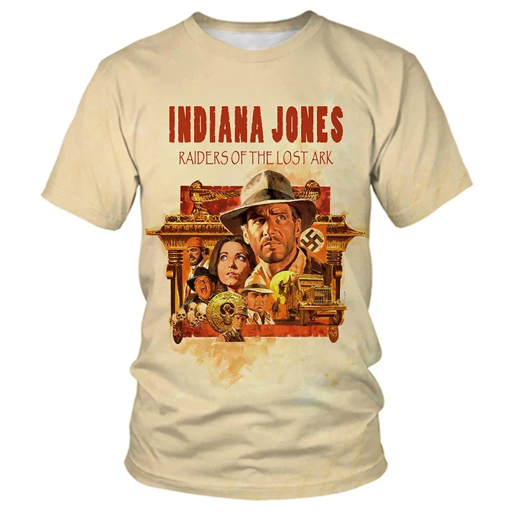 

2025 Summer Fashion Indiana Jones Themed 3D Printed Men's T-shirt Plus Size Loose Everyday Casual Street Travel Breathable Top