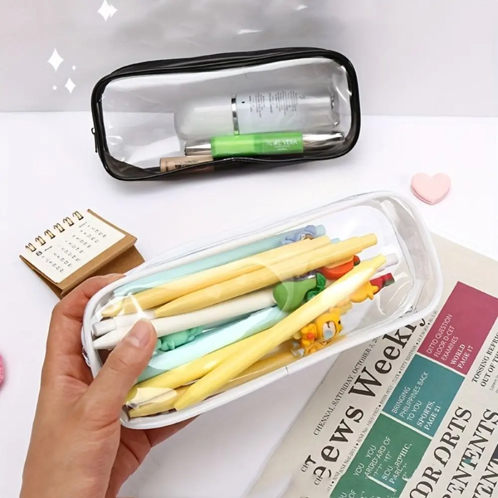 Durable School Stationery Bag Visible Lightweight Makeup Comestic Bag Waterproof Transparent Makeup Organizer Pouch Student