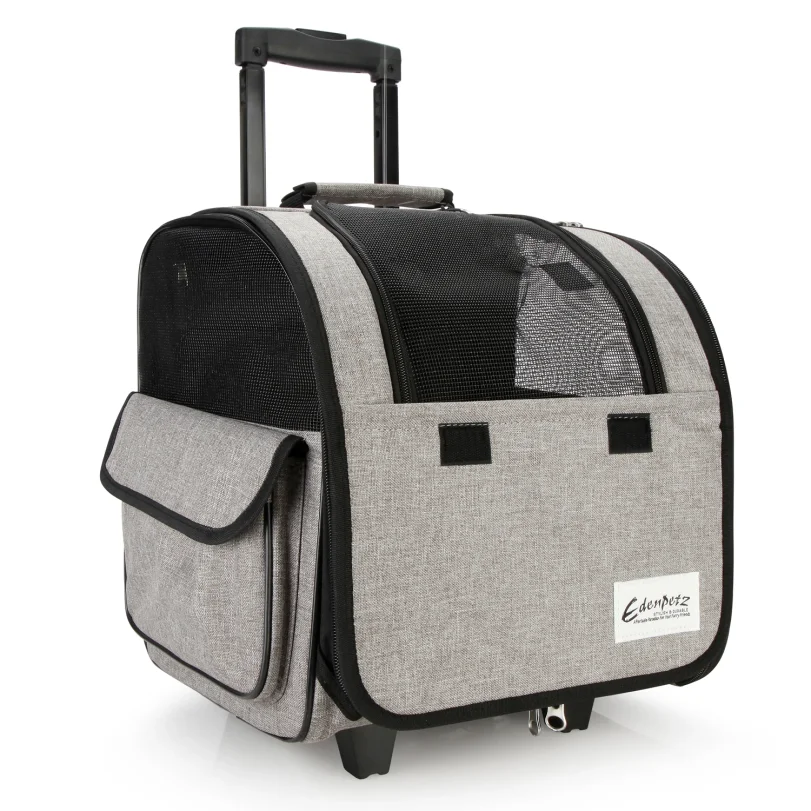 

Breathable Pet Backpack On Wheels Cat Carrier Bag Transport Airline Approved Pet Stroller For Dogs Cat