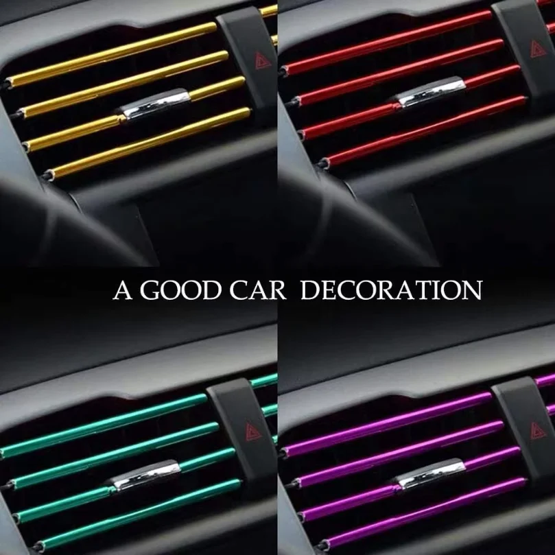 10 Pcs Car Air Vent Grille decoration Trim Sticker U Style Air Conditioner Outlet Decoration Strip Car Decoration